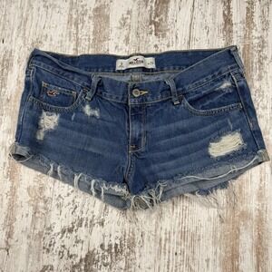 Hollister Y2K Low Rise Micro‎ Shorty Shorts Denim Distressed Sz 9, W29